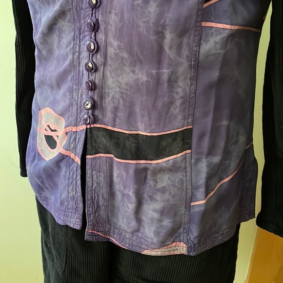Vintage Y2K Sleeveless Button Down Vest in Purples Pink and Black, Size M - Picture 6 of 14